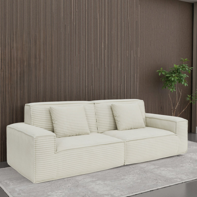 Style moderne, 106,3 pouces, beige, compression, rembourrage en mousse complète, revêtement doux, chambre à coucher, chambres d'amis, structure à 3 sièges, multifonctionnel, espaces variés, conception du siège