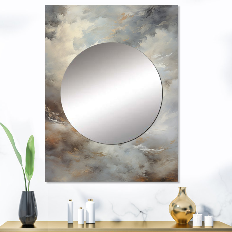 Rutz Mystic Gray Clouds Horizon II - miroir café, miroir mural décoratif traditionnel, impression d'art en métal