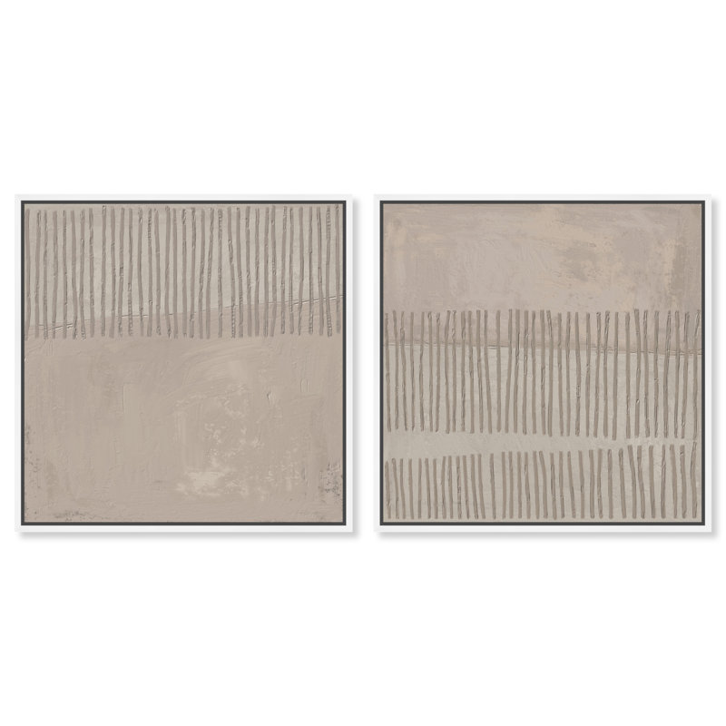 Minimal Fence Set Canvas Abstract Print by Oliver Gal, Black Frame, 12 x 12, 17"H x 17"W, White Floater Frame
