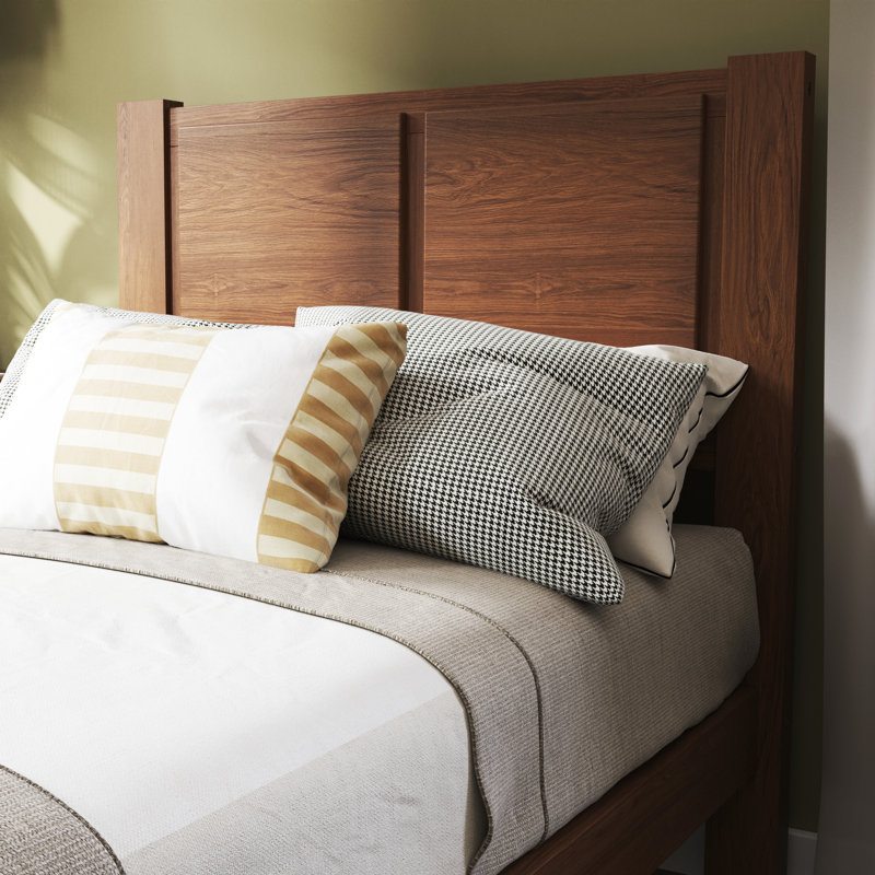 Ensemble de chambre en bois massif Knighten, Noyer, Grand lit