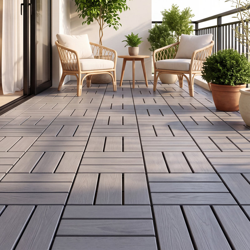 12 po X 12 po Carreaux de terrasse en bois pour l'extérieur, Bois gris