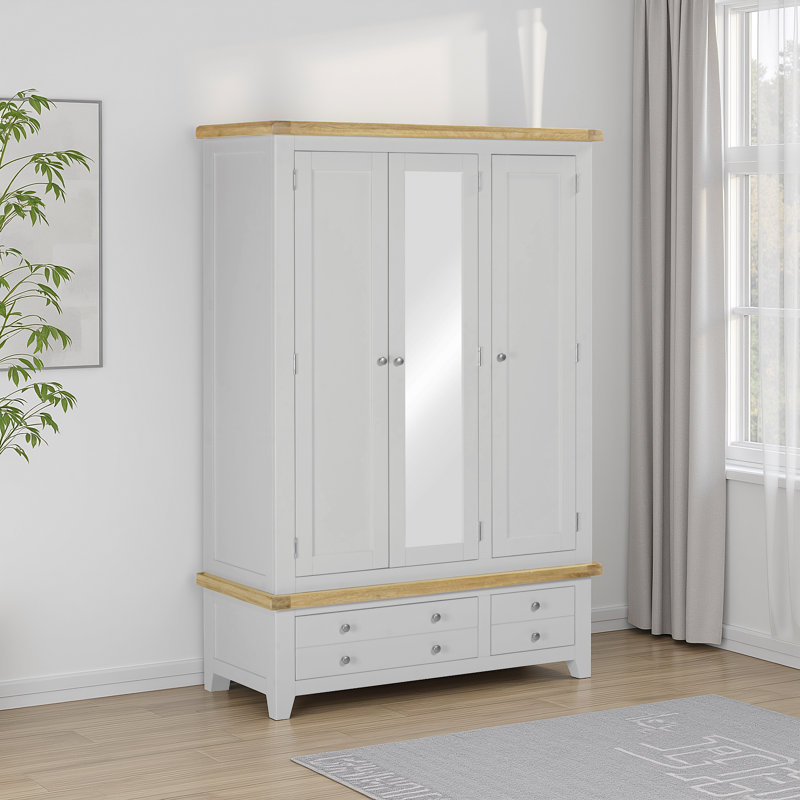 3 Door Wardrobe, Pebble Grey