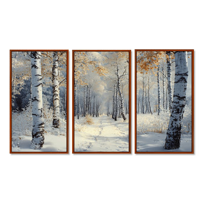 «White Morning In Forest Panorama II», ensemble de décoration murale paysage d'hiver