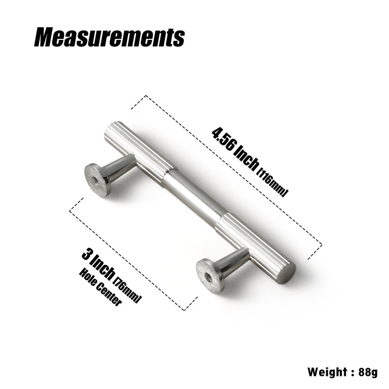 Bar / Handle Pull Multipack, Satin Nickel, 3", 6-Packing