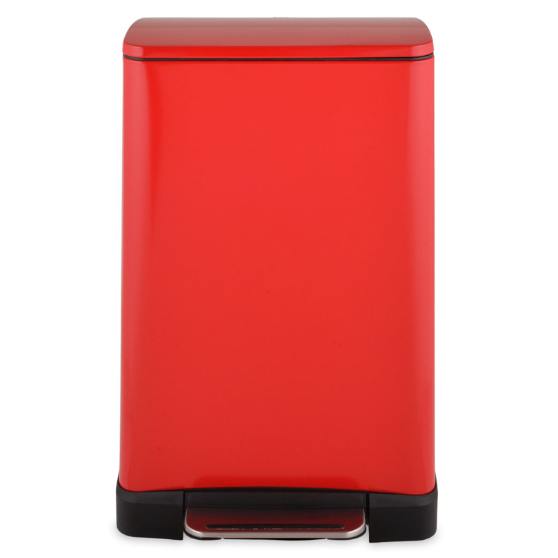 Steel Step On Rubbish Bin, Red, 30L
