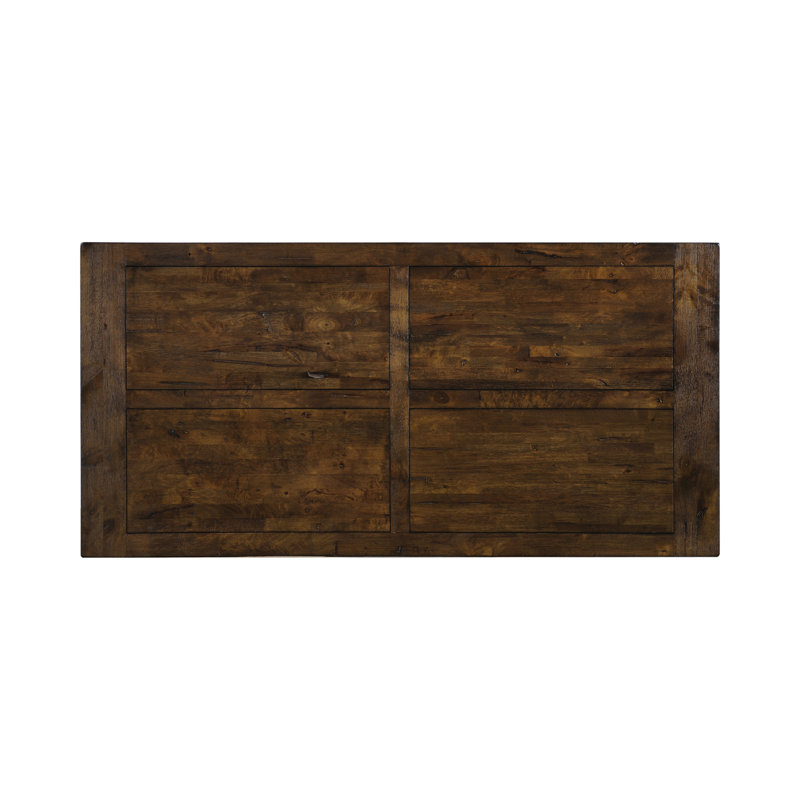Galahad Rectangular Solid Wood Top with Solid Wood Base Dining Table, Rustic golden brown, Rustic golden brown