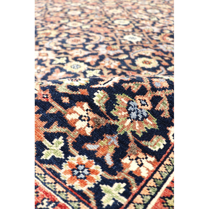 Herati Hand Knotted Wool Floral Area Rug in Navy