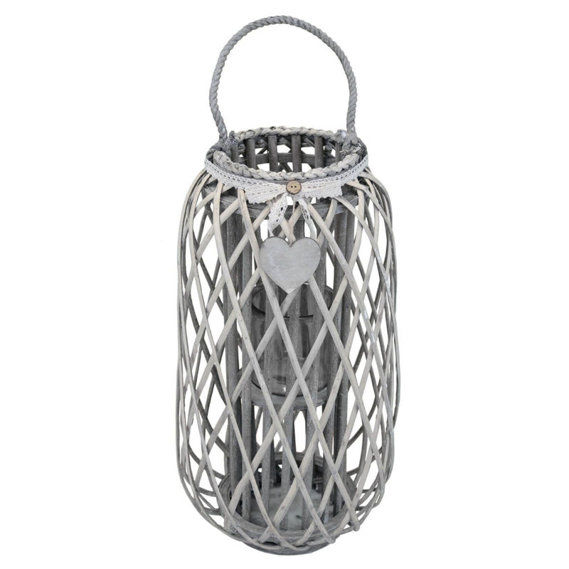Glass Tabletop Lantern, Grey