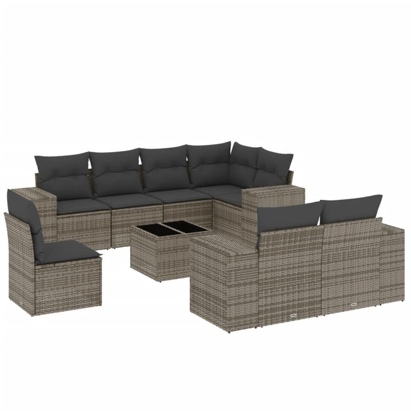 Ensemble de canapé de jardin Vidaxl gris et gris foncé
