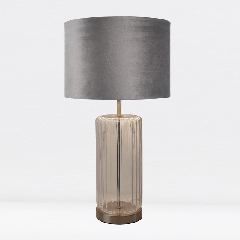 Colberg 48cm Table Lamp, Satin Brass/Clear Base/Grey Shade
