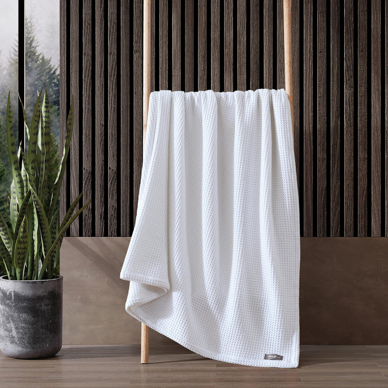 Couverture réversible en coton Eddie Bauer, Très grand lit, Blanc