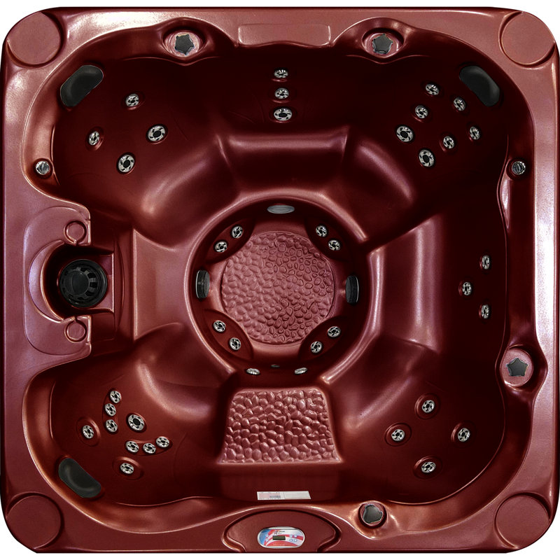 American Spas 240 Volt 40 - Jet Acrylic Square Standard (Hardwired) Hot Tub with Ozonator, Dark Cherry, White