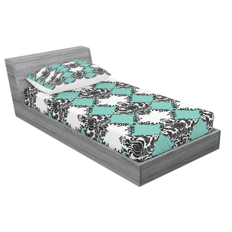 Microfiber Damask Sheet Set, Twin XL Sheet Set + Fitted Sheet + 1 Pillowcase