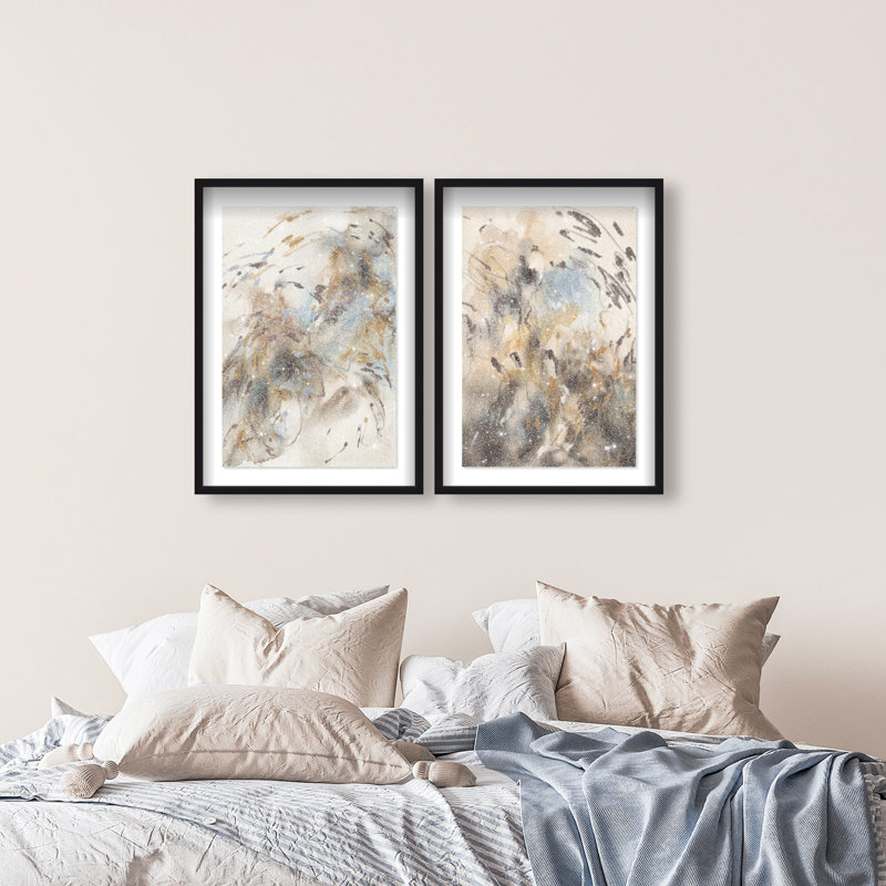 Mindfulness Set Shadowbox Abstract Print by Oliver Gal, Black Frame, 10 x 15, 25.5"H x 37.5"W, Black Shadowbox