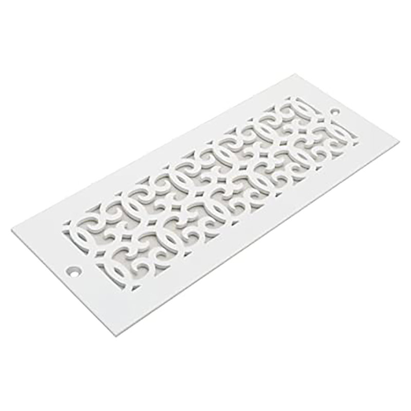 Versailles Pattern Vent Cover Grille With Mounting Holes Features a Underside Lip, 4" x 12", White
