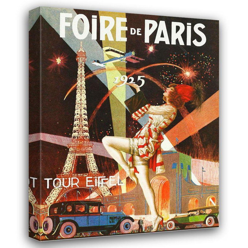 Toile tendue avec châssis de la collection Trinx Vintage Apple, titrée: Foire de Paris, H 36 po x l 28 po