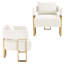 Chaise d'appoint moderne en velours blanc 2 pièces avec pieds dorés, idéale pour les espaces multiples, un soutien ergonomique scientifique et un assemblage simple.