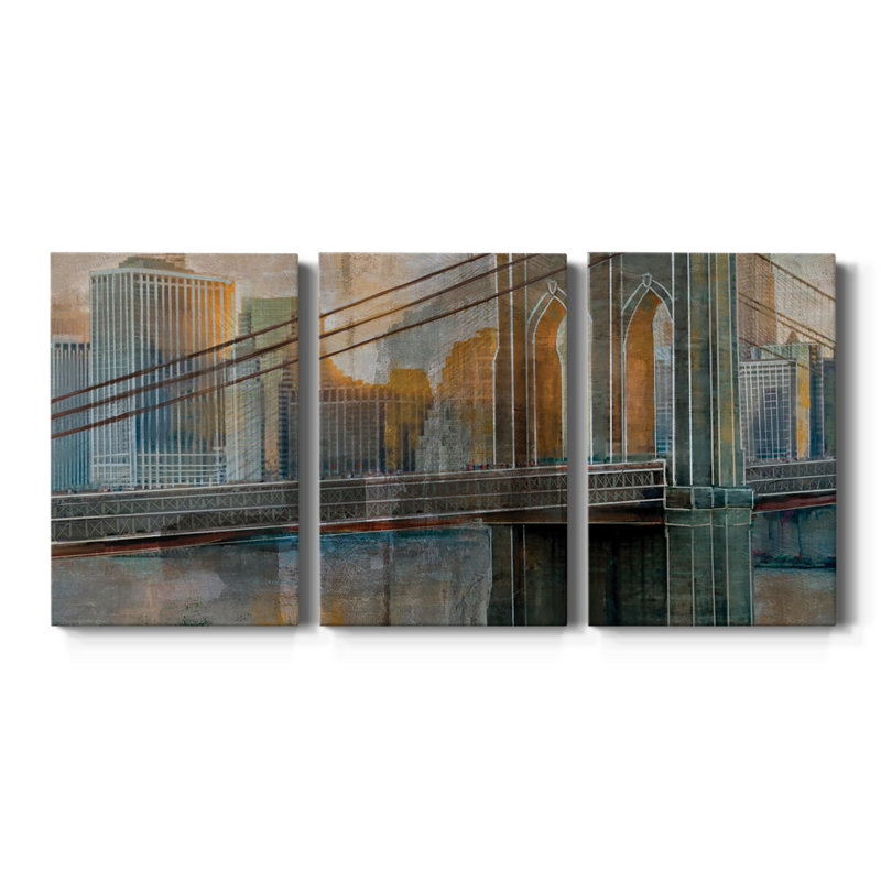 Pont de Brooklyn - Toile tendue avec châssis de qualité supérieure - Prêt à être accroché, H 18 po x l 36 po x P 1 po