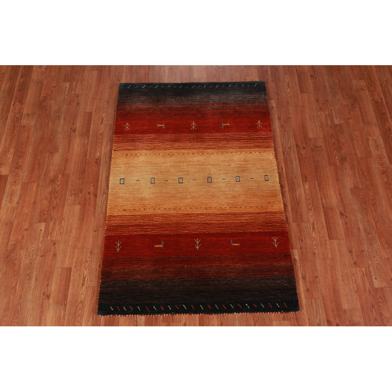 Tapis oriental rayé Gabbeh 3 x 5