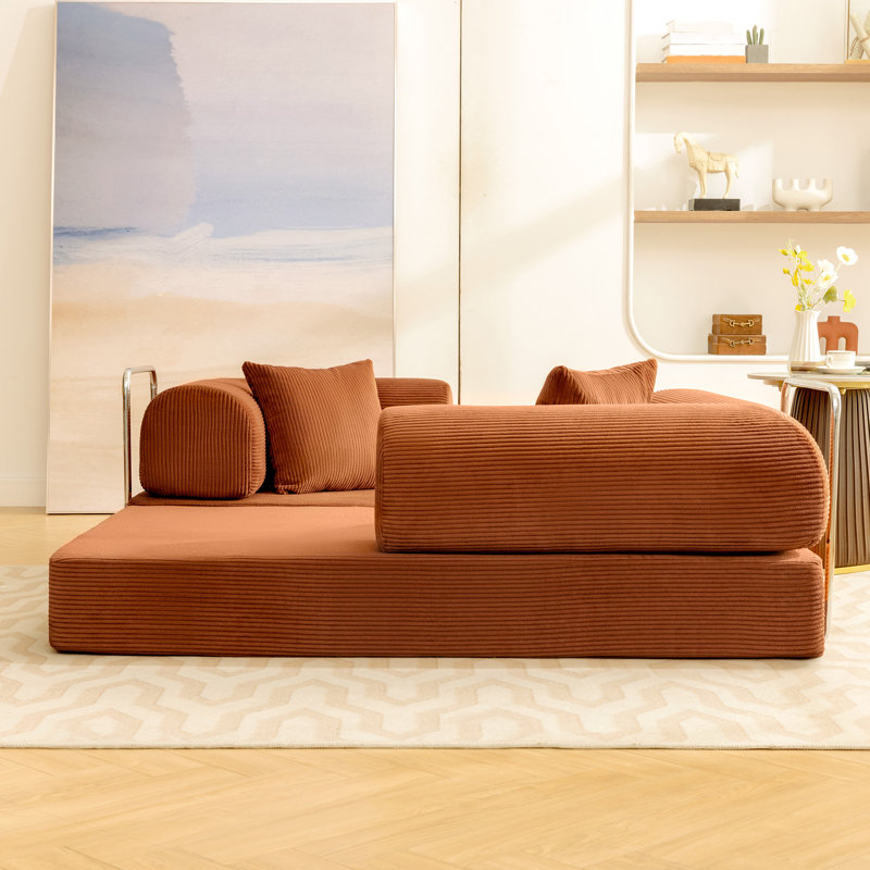 Foldable 3-Person Fabric Sofa Bed with High Rebound Sponge
