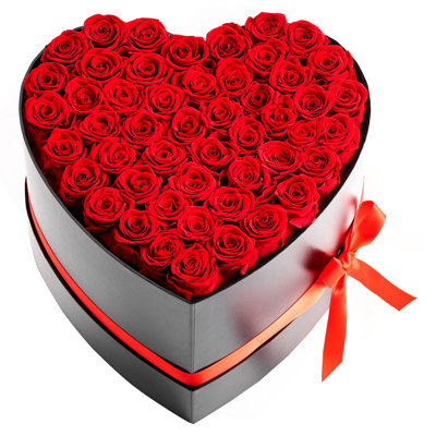 Forever Flowers, 50 Preserved Roses in a Heart Shape Box, Eternal Flowers Immortal Bouquet Birthday Present for Delivery Prime Women Her Wife Mothers,