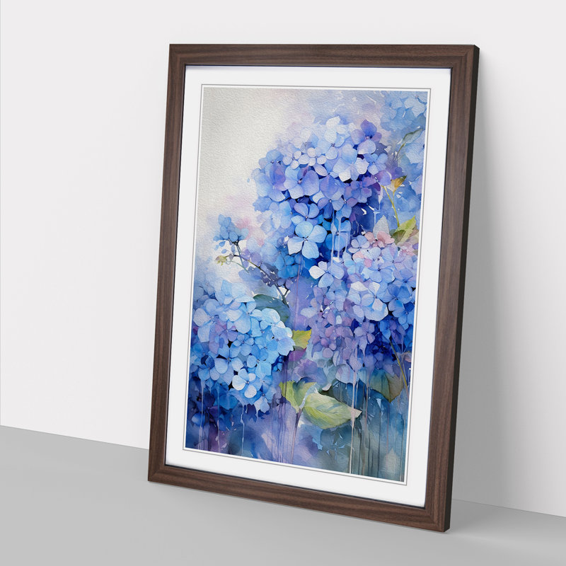 Hydrangea Action Painting Art - Framed Print, Walnut Framed, 46cm H x 34cm W x 2cm D