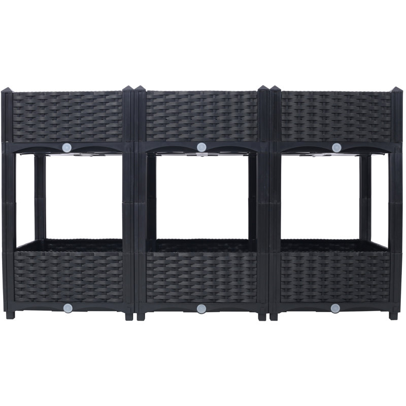 Jardinière surélevée avec drainage - Jardinière pour jardin, H 27,7 po x l 15,7 po x P 31,5 po, Noir
