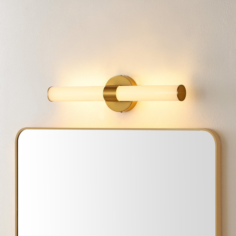  Brooks Industrial Mid-Century Iron Integrated LED Vanity Light, Brass Gold