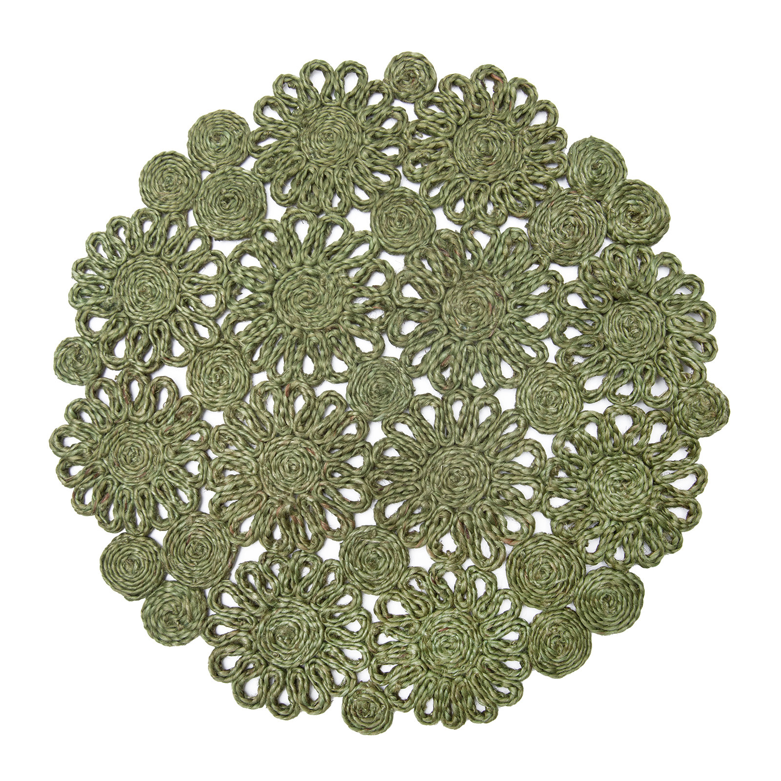 Bladwell Jute Round Placemat, Green