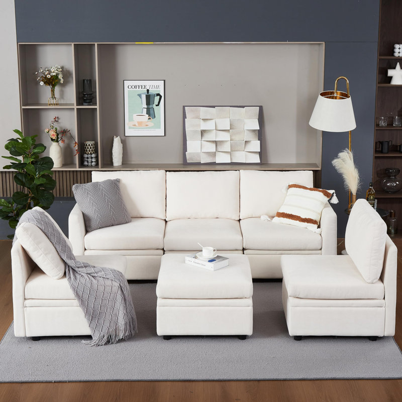 Canapé modulaire modulaire 89 po, canapé-lit réversible avec rangement