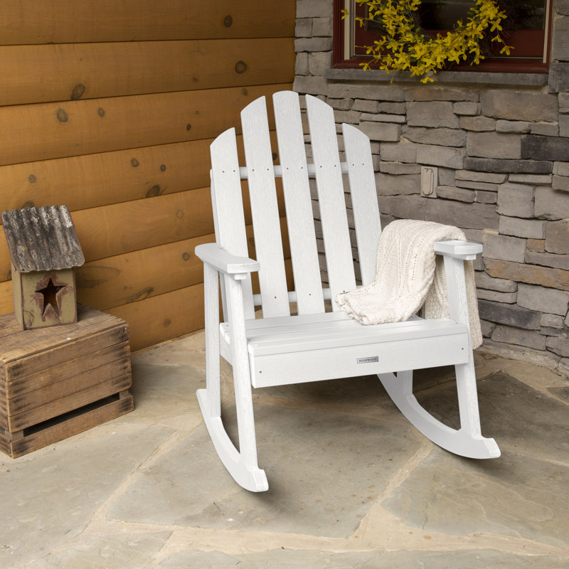 Chaise berçante d'extérieur en plastique Rialto, Blanc