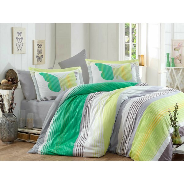 East Urban Home Cotton Satin Striped Duvet Cover Set | Wayfair