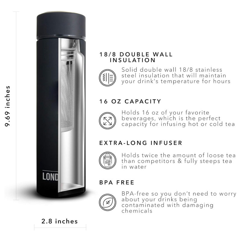 Bouteille infuseur de thé London 16 g, Noir