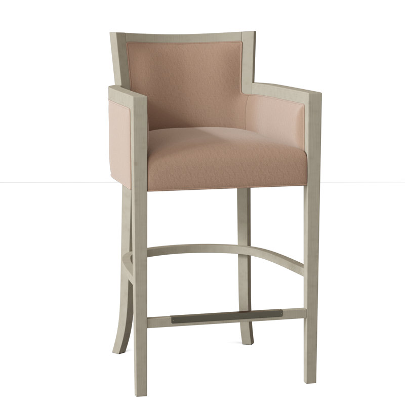 Albany Upholstered Stool with Solid Wood Frame, 9953 Mink 100% Polyester, Tobacco, Counter Stool (26" Seat Height)