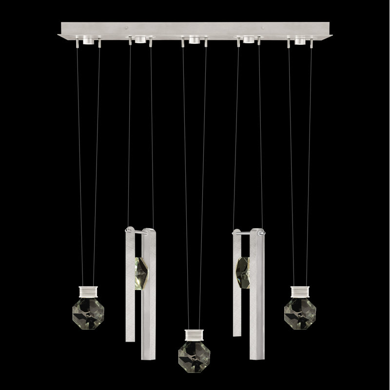 Luminaire suspendu linéaire l 43 po Aria, Argent brossé