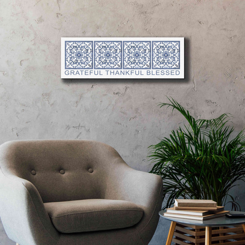 «Grateful, Thankful, Blessed Pattern» par Cindy Jacobs, art mural sur toile, H 12 po x l 36 po x P 1,5 po