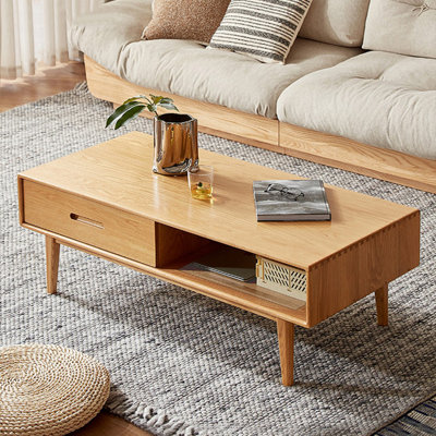 Burlywood Solid Wood Rectangular Coffee Table