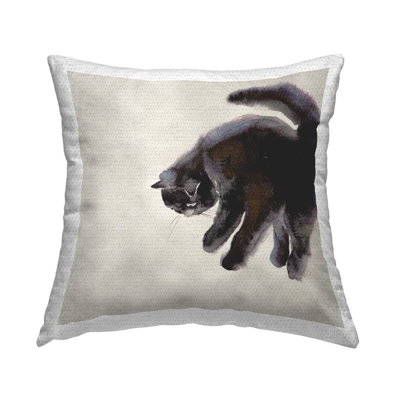 Coussin simple imprimé à l'aquarelle pour chat par Melissa Wang