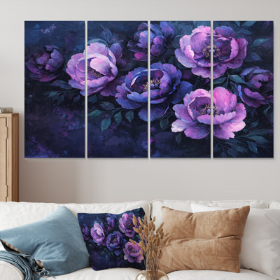 Mauve pivoines minuit Blom III - pivoines Art - ensemble de décoration murale traditionnelle