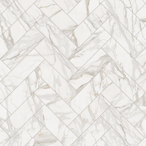 Vienna Marble 2X6 Herringbone Mosaic Calacatta