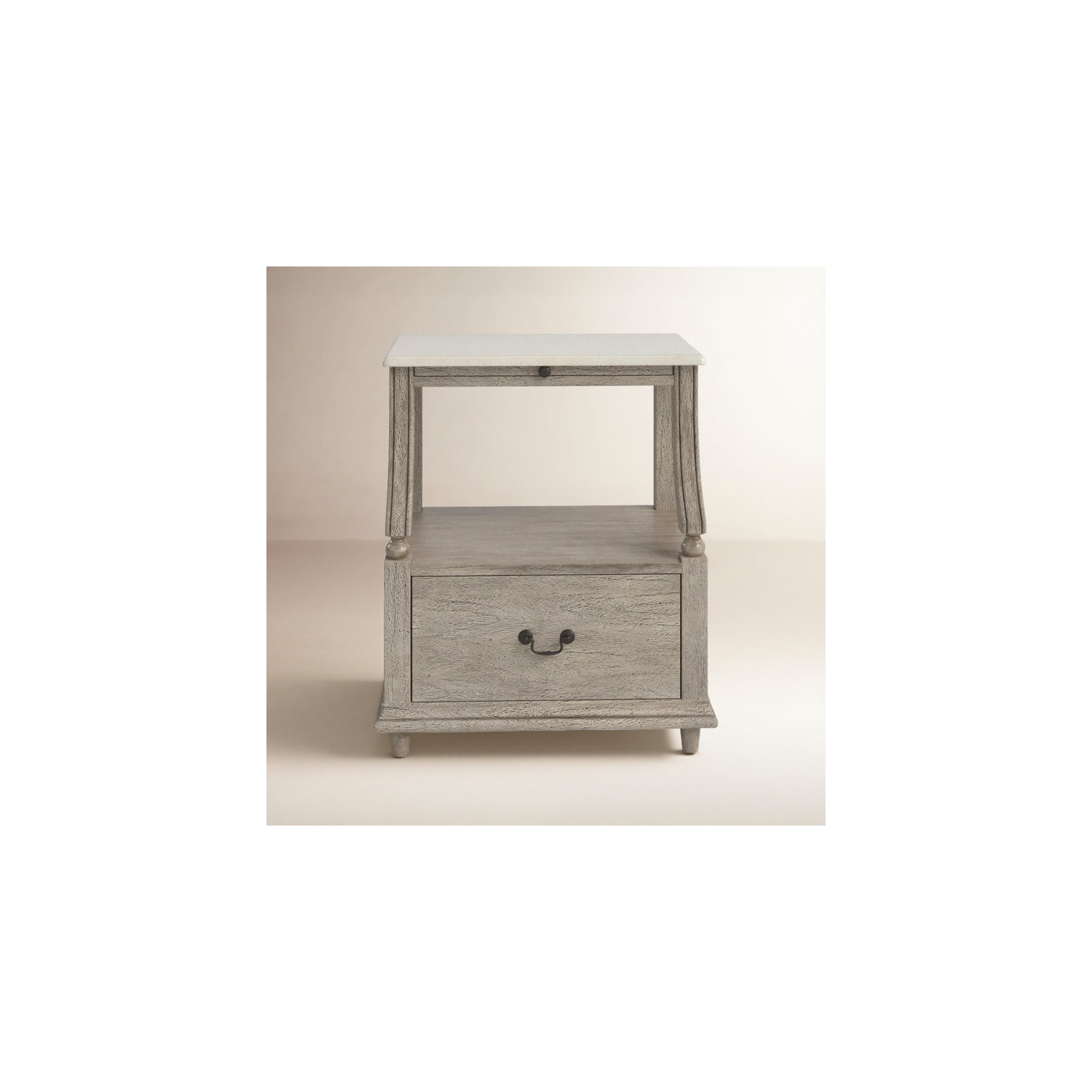 Aberdale 1 - Drawer Marble Top Nightstand, Gray
