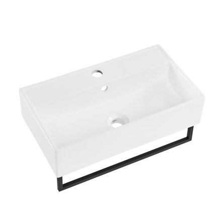 Claire Ceramic Rectangular Wall Mount Bathroom Sink with Overflow