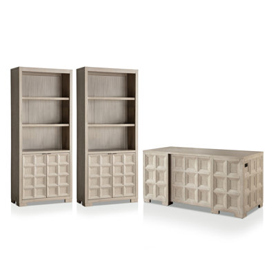 Ensemble de bureau 3 pièces avec bureau de direction et bibliothèque Drevonte