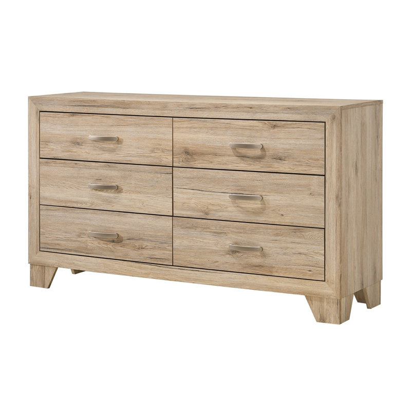 Commode double 6 tiroirs Lillie, Naturel