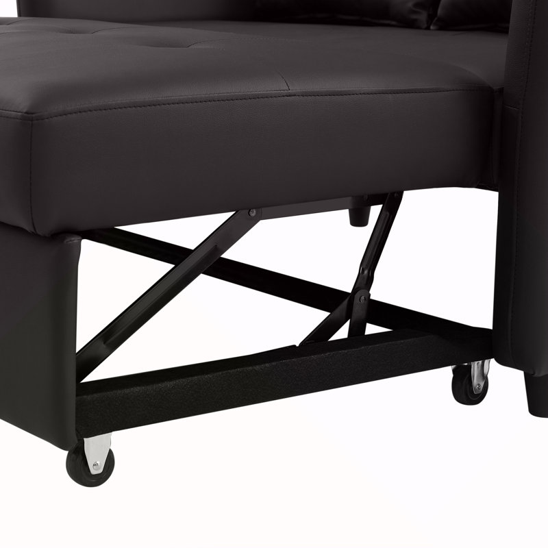 Orisfur. Fauteuil convertible surdimensionné de 51,57 po avec trois ports USB pour petit espace, noir