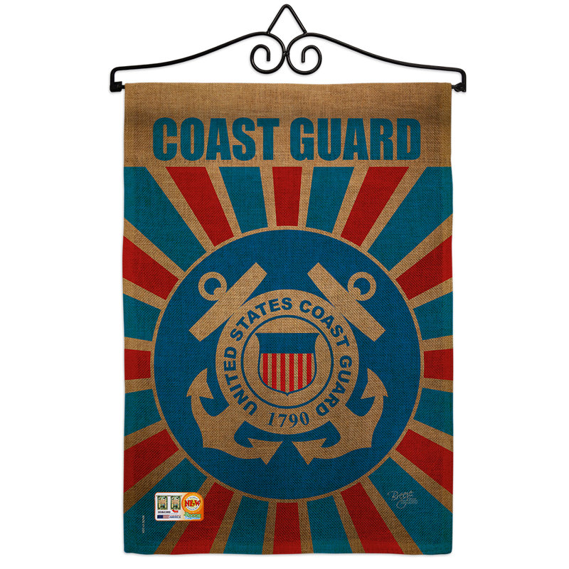 En toile jute 2 côtés 19 x 13 po coast guard coast drapeau de jardin