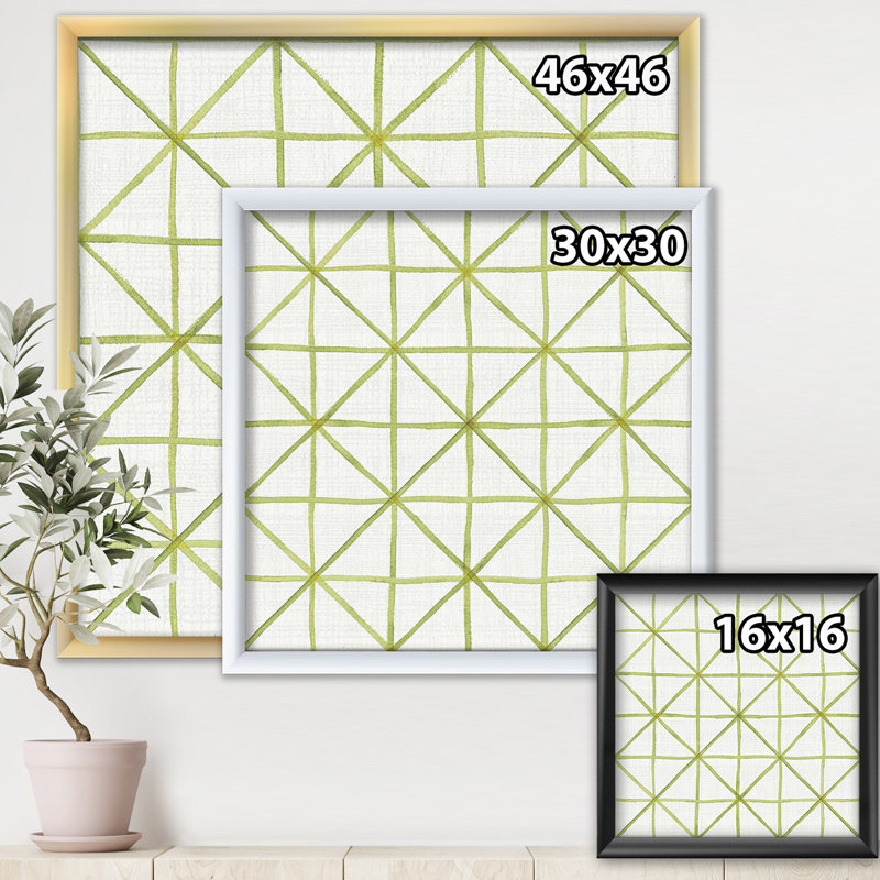 «Geometric Green Triangle II», reproduction d'art sur toile, H 16 po x l 16 po x P 1 po, Cadre noir