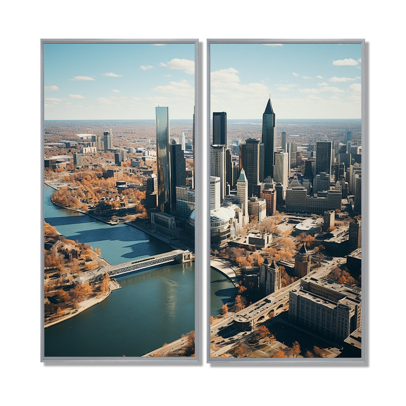 «Detroit Motor City II», art mural beige à 2 panneaux, H 20 po x l 24 po, Impression encadrée flottante, Argent argent