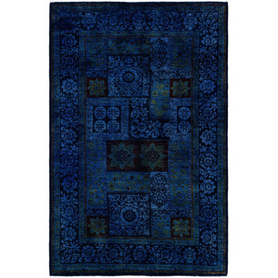 Rachal One-of-a-Kind Hand-Knotted Area Rug - Blue, 4' 10" x 7' 7"