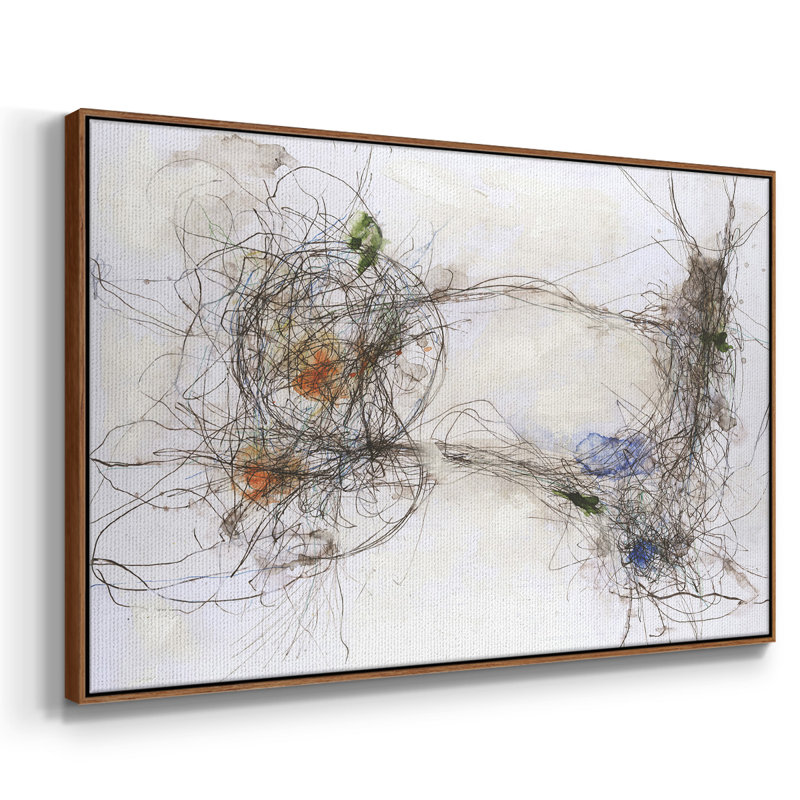 " Earth Systems I ", Walnut Framed Canvas, 27" H x 41" W x 2" D, No Mat